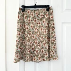 Gap Vintage Y2K Floral Hibiscus Print Silk Stretch Band Slip Skirt Size 8 Lined